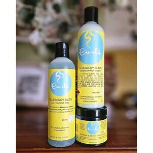 Lot Of 3 Curls Blueberry Bliss Curl Control Jelly, Hair Wash, Curl Control Paste